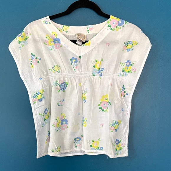 The Beaufort Bonnet Company White Coverup with Yellow and Blue Floral Print - Picture 1 of 3